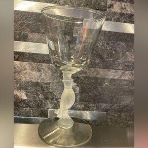 Rare Antique Tuxedo Penguin Frosted Art Nouveau Glass Wine Manhattan Cordial